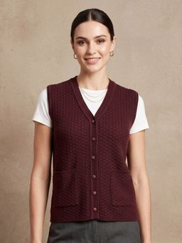 CAYMAN - Women Cable Knit Woollen Sweater Vest