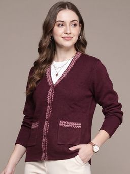 CAYMAN - Women Self Design Woollen Cardigan