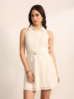 Kazo - Ball Blanc Mini Dress With Belt