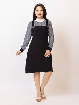 LASOON - Women's Mock Neck Textured Knit Fit and Flare Sweater Dress