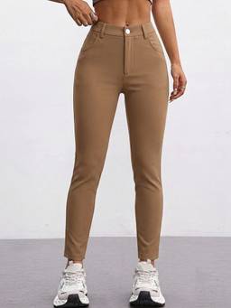 ZUMMER - Dark Beige Roma Front Button Jeggings