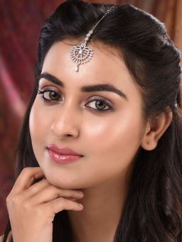 Saraf RS Jewellery - Silver Plated Ad Studded Solar Hancrafted Maangtika