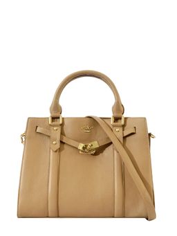 Eske - Sand Solid Leather Handbag for Women