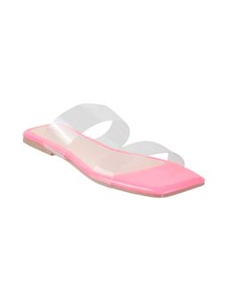 Mochi - Womens Pink Flat Mules Mochi Women Solid Pink Flats