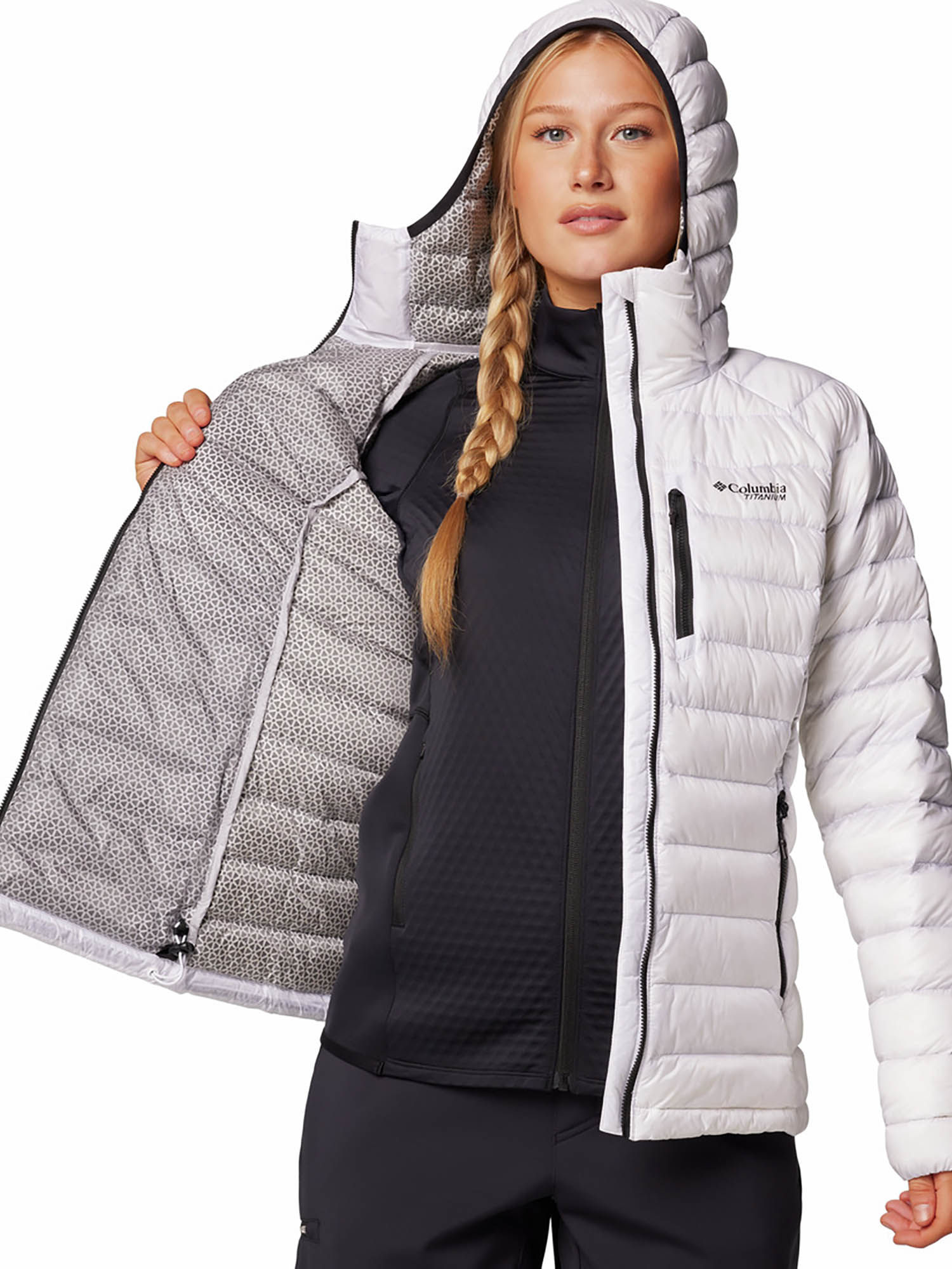 Buy Columbia Womens White Arctic Crest Down Hooded Jacket (L) Online
