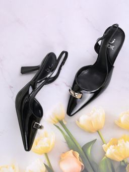 Jove - Women Black Solid Mules Heels
