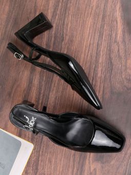 Jove - Women Black Solid Mules Heels