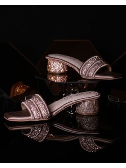 ELVIRAA - Puffy Diamond Strap Block Heels Pink