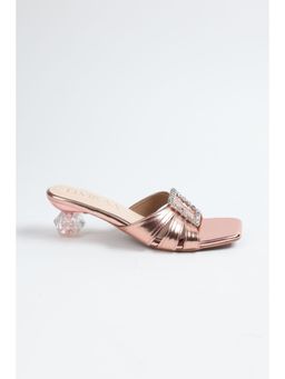 ELVIRAA - Square Stone Block Heels Rose Gold