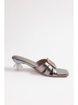 ELVIRAA - Square Stone Block Heels Grey
