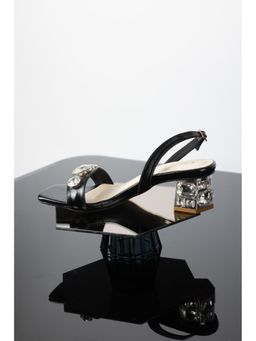 ELVIRAA - Sling Back Stone Covered Heels Black