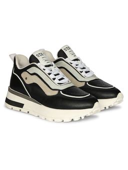 Whitesta - Pu Coated Black Leather Women Sneaker