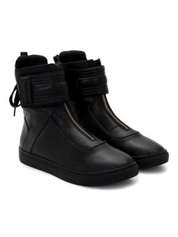 Whitesta - Black Pu Coated Leather And Glass Studd Women Boots