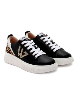 Whitesta - Black Pu Leather Women Sneaker