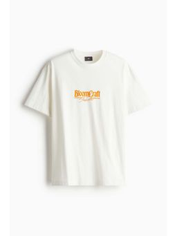 H&M - Men White Loose Fit Printed T-Shirt