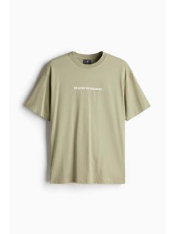 H&M - Men Green Loose Fit Printed T-Shirt