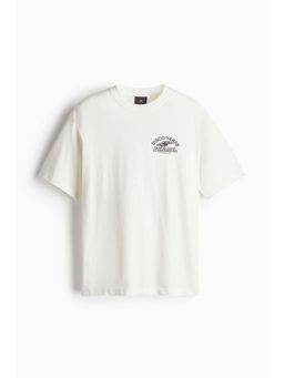 H&M - Men White Loose Fit Printed T-Shirt