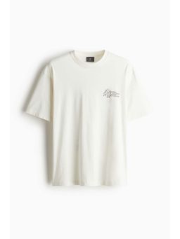 H&M - Men White Loose Fit Printed T-Shirt