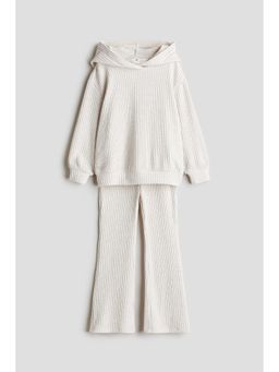 H&M - Girls White 2-Piece Hoodie And Leggings Set