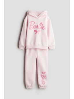 H&M - Girls Pink 2-Piece Printed Hoodie Set