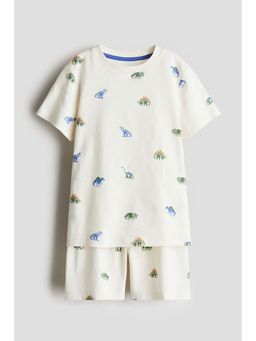 H&M - Boys White Printed Cotton T-Shirt & Shorts