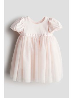 H&M - Girls Pink Puff-Sleeved Tulle Dress