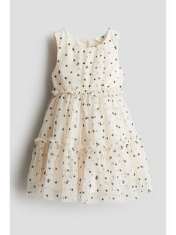 H&M - Girls White Frill-Trimmed Tulle Dress