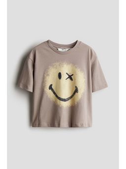 H&M - Girls Beige Printed T-Shirt