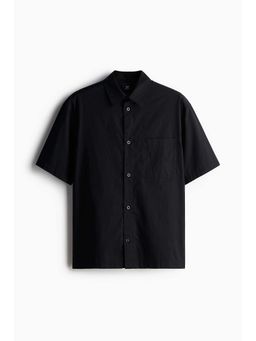 H&M - Men Black Loose Fit Short-Sleeved Shirt