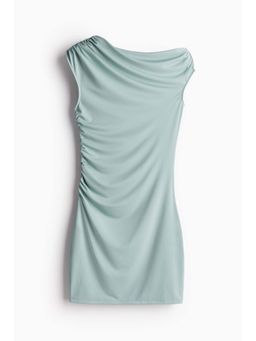 H&M - Women Turquoise Gathered One-Shoulder Dress