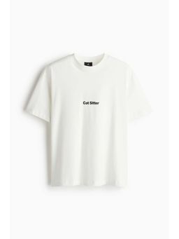 H&M - Men White Loose Fit Printed T-Shirt