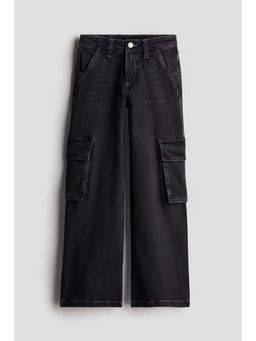 H&M - Girls Black Denim Cargo Jeans