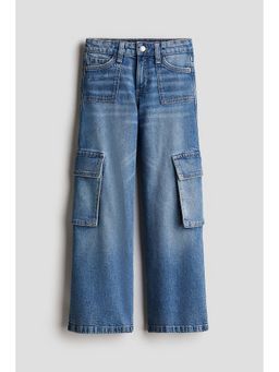 H&M - Girls Blue Denim Cargo Jeans
