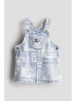 H&M - Girls Blue Patterned Dungaree Dress