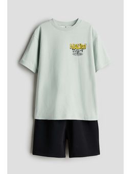 H&M - Boys Green 2-Piece T-Shirt And Shorts Set