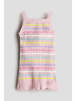 H&M - Girls Pink Rib-Knit Strappy Dress
