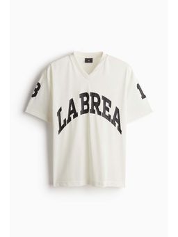 H&M - Men White Loose Fit Printed Mesh T-Shirt