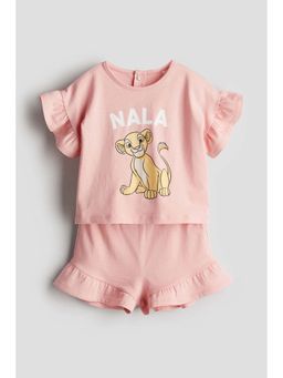 H&M - Girls Pink 2-Piece Printed Jersey Set