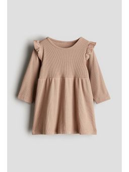 H&M - Girls Beige Ribbed Cotton Dress