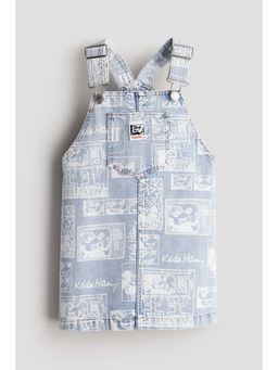 H&M - Girls Blue Patterned Dungaree Dress