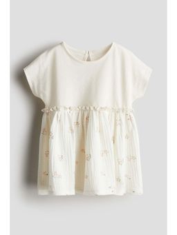 H&M - Girls White Short-Sleeved Cotton Dress