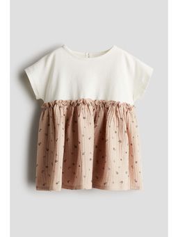 H&M - Girls Beige Short-Sleeved Cotton Dress