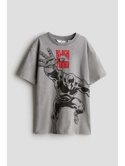 H&M - Boys Grey Loose-Fit Printed T-Shirt