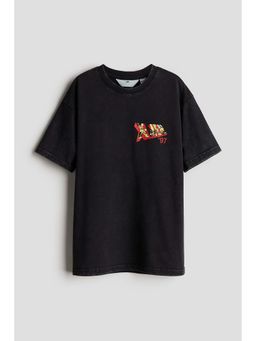 H&M - Boys Black Loose-Fit Printed T-Shirt