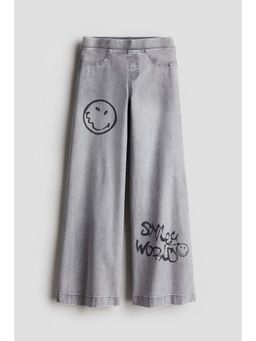 H&M - Girls Grey Wide Denim-Look Jeggings