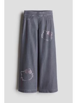 H&M - Girls Grey Wide Denim-Look Jeggings