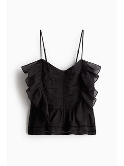 H&M - Women Black Frill-Trimmed Strappy Top