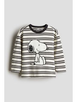 H&M - Boys White Printed Long-Sleeved Jersey T-Shirt
