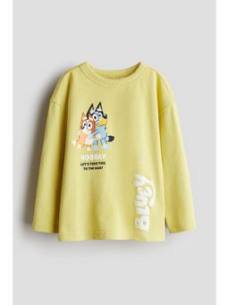 H&M - Boys Green Printed Long-Sleeved Jersey T-Shirt