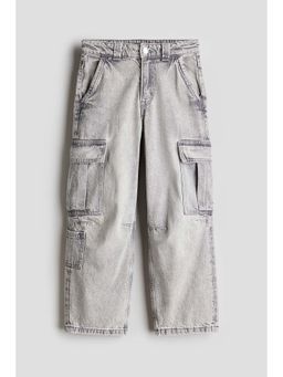 H&M - Boys Grey Wide-Leg Cargo Jeans